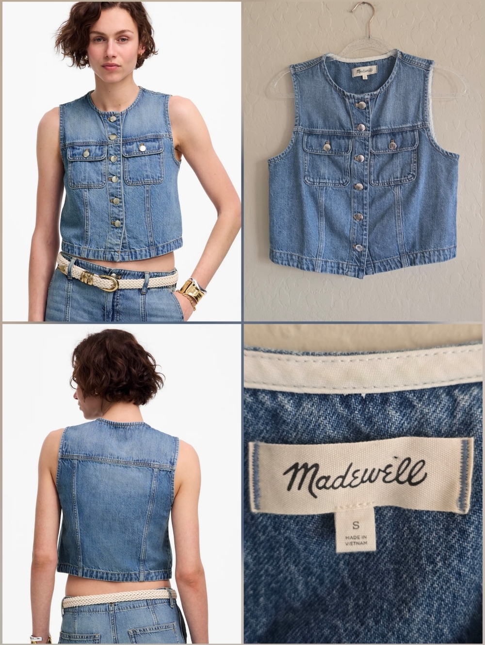 Madewell Cropped Denim Vest: Airy Denim Edition Robertson Wash Airy Small